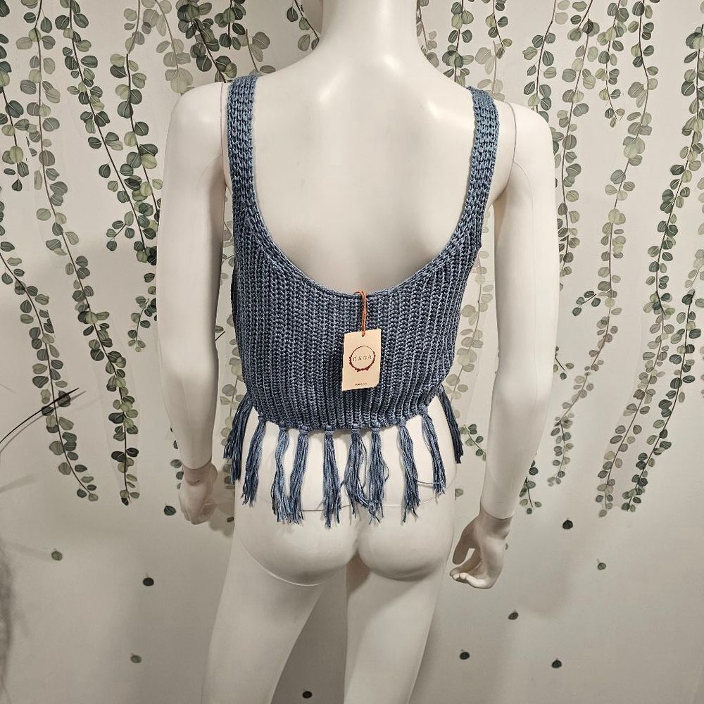 Women's Raga Knit Crop Top, Size S, Blue - Picture 6 of 9